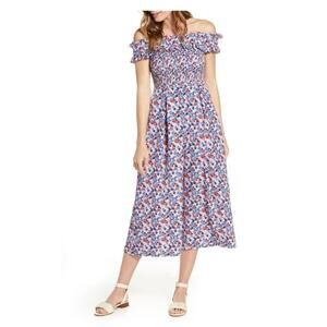 1901 Ruffle Off Shoulder Smocked Floral Jumpsuit